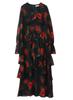 Casual Rose Print Tiered [Koel] Dress, Dress, Women's