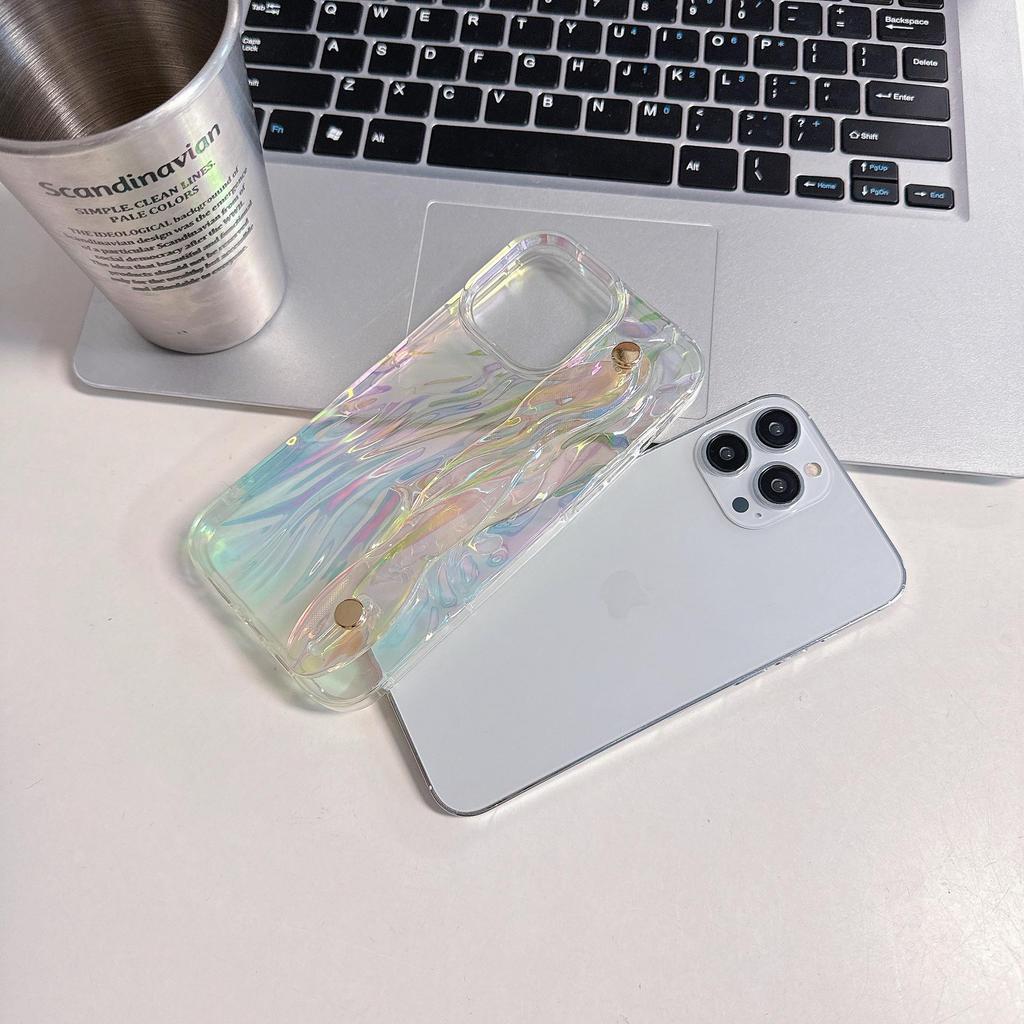 Чехол для телефона 13/14/15 Pro Max с креплением-браслетом - защитный чехол Mermaid Soft Shell