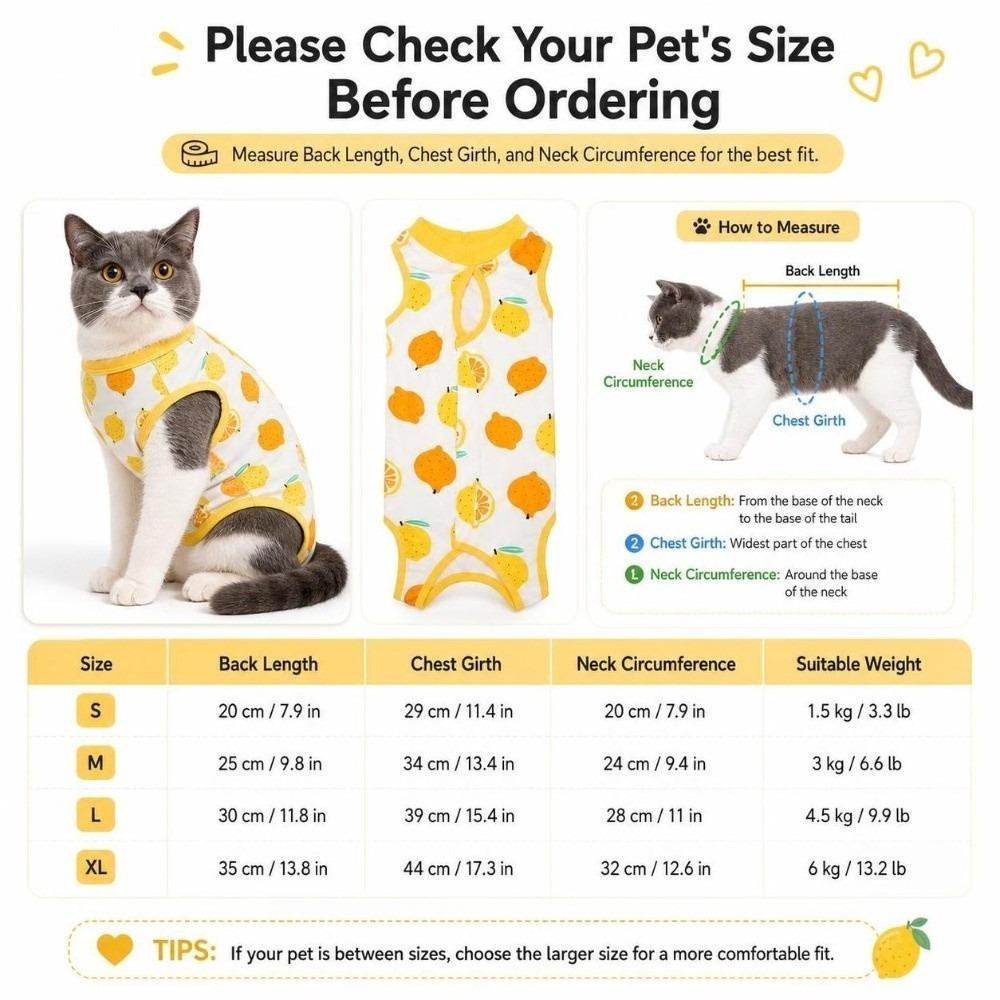 Prevent Licking Cat Surgical Recovery Suit Breathable Cat Onesie Post-Surgery Recovery