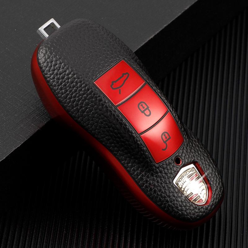 Porsche Compatible Key Case for Cayenne, Macan, Panamera, and 718 - Unisex Remote Keybag with Buckle