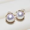 Huitan Round Simulated Pearl Stud Earrings Women Gold Color Claw Setting Temperament Elegant Female Earring Daily Trendy Jewelry