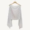 Casual Mesh Transparent Sunscreen Cover-up Polka Dot Elegant Pullover Cover Shirt Loose Fit Cloak Beach Cover-Up Vacation