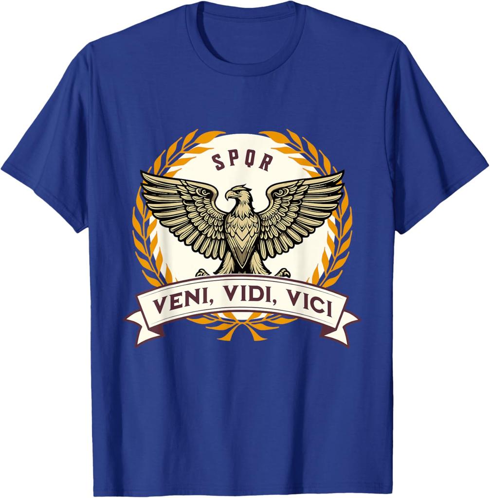 Veni Vidi Vici Цитата Юлия Цезаря Древний Рим Футболка 100% Хлопок Круглый вырез Короткий рукав Летняя Повседневная Мужская Футболка Уличная мода