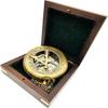 Sundial Compass, Steampunk Brass Sundial Compass, Sundial Watch with Wooden Box Brass Nautical Home Décor Gift Maritime Instrument Hiking