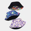 New flower pattern bucket hat spring and summer outdoor travel sun hat women's double-sided basin hat