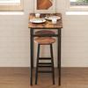 Bar Stools Set Of 2 Breakfast Bar Stools With Footrest Industrial Round 32 X 32 X 65 Cm Rustic Brown