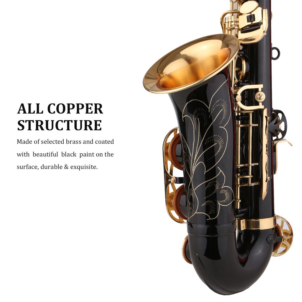Saxophone Black Paint E-flat Sax for Beginner Student Intermediate Player Brass Eb Alto Saxophone