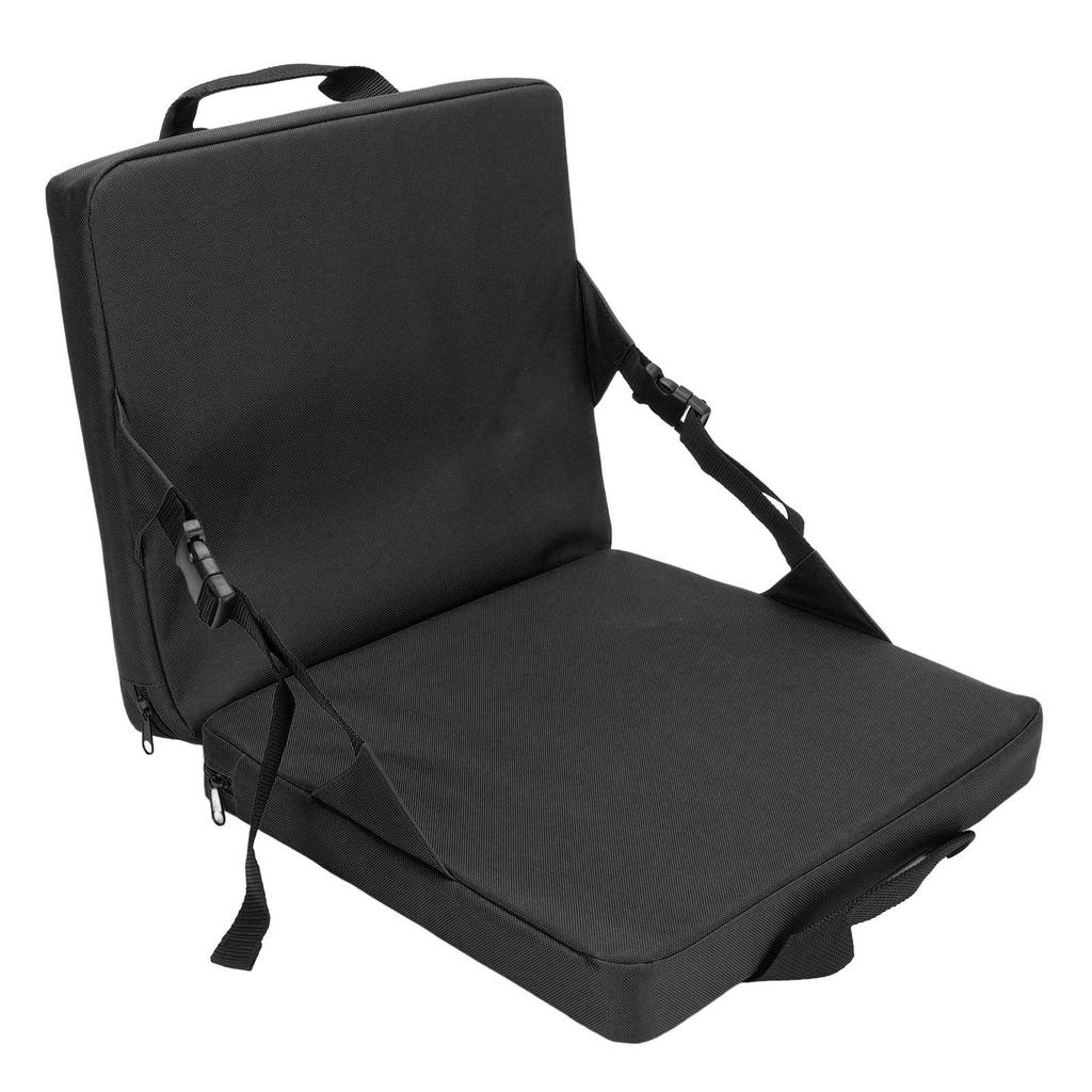 Folding Stadium Seat Cushion with Back Support Portable Handle Bleacher Cushion for Outdoor Black