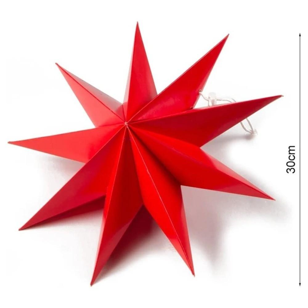 New 30cm Star Lanterns Folding 9-Pointed Hanging Paper Stars DIY Crafts Home Decor Birthday Party