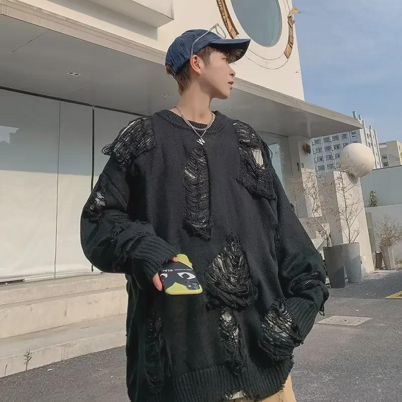 Мужской ретро-двухслойный свитер с круглым вырезом - модный парный вязаный пуловер