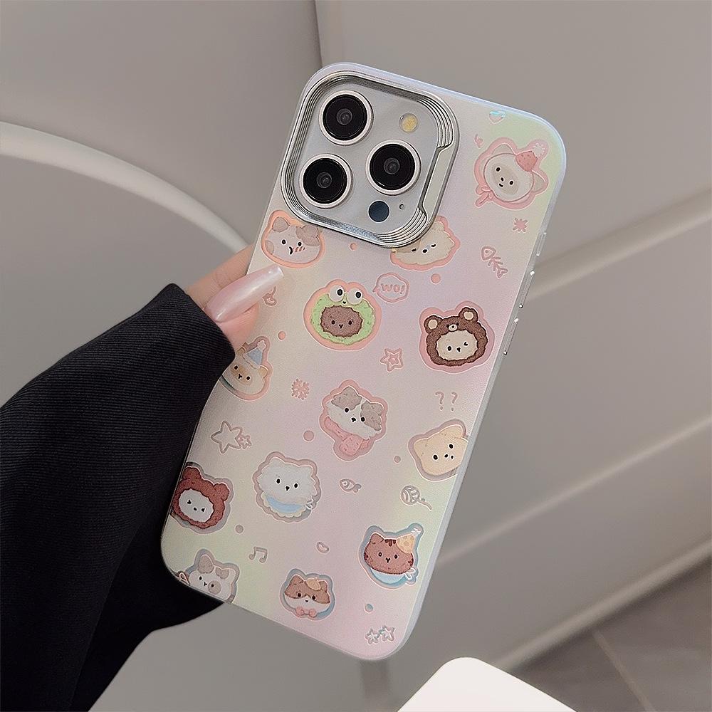 Полый лазерный котенок для iPhone15, подходит для 14Promax, чехол для мобильного телефона 12 Apple 13, мультяшный 16, противоударный, жесткий