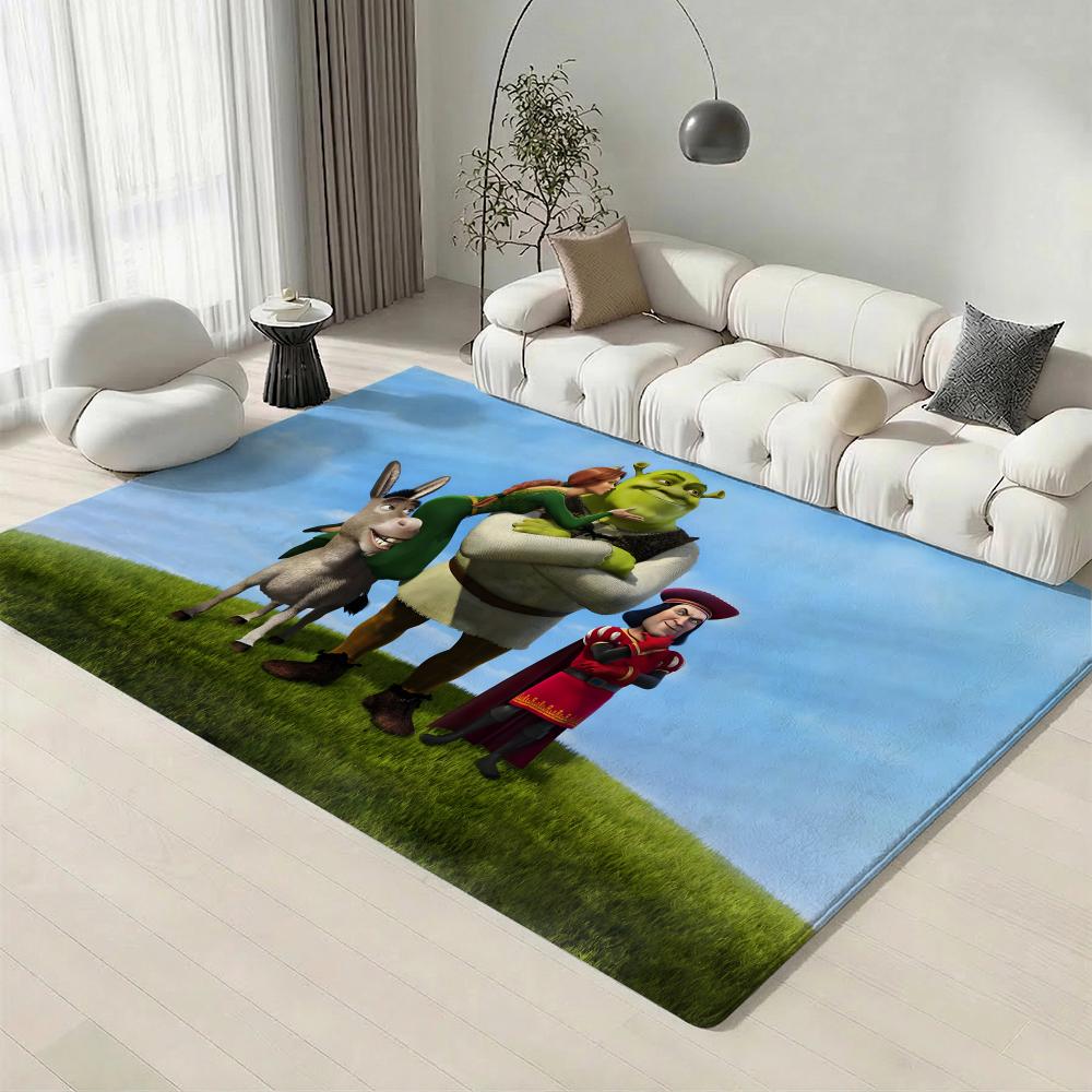 Classic Movie S-ShrekS Floor Mat Eco-Friendly Flannel Doormat Non-Slip Odorless Soft Short Plush Indoor Floor Rug