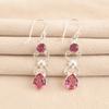 Natural Pink Tourmaline Gemstone 925 Stamped Silver Jewelry Handmade Earrings 2" EE-156-5