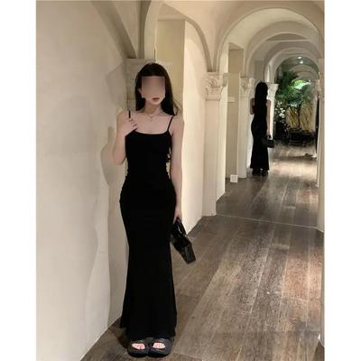 Облегающее платье на бретелях женское летнее spice girl чистое желание ветер розовое облегающее платье «рыбий хвост» талия бедра длинное платье