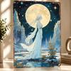 Moonlit Fantasy Goddess Personalized D Textured Metal Poster Wall Art Tinplate Sign for Bathroom Decor Living Room Decoration