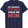 Мой любимый питчер называет меня Мамой Футболка для бейсбола и софтбола