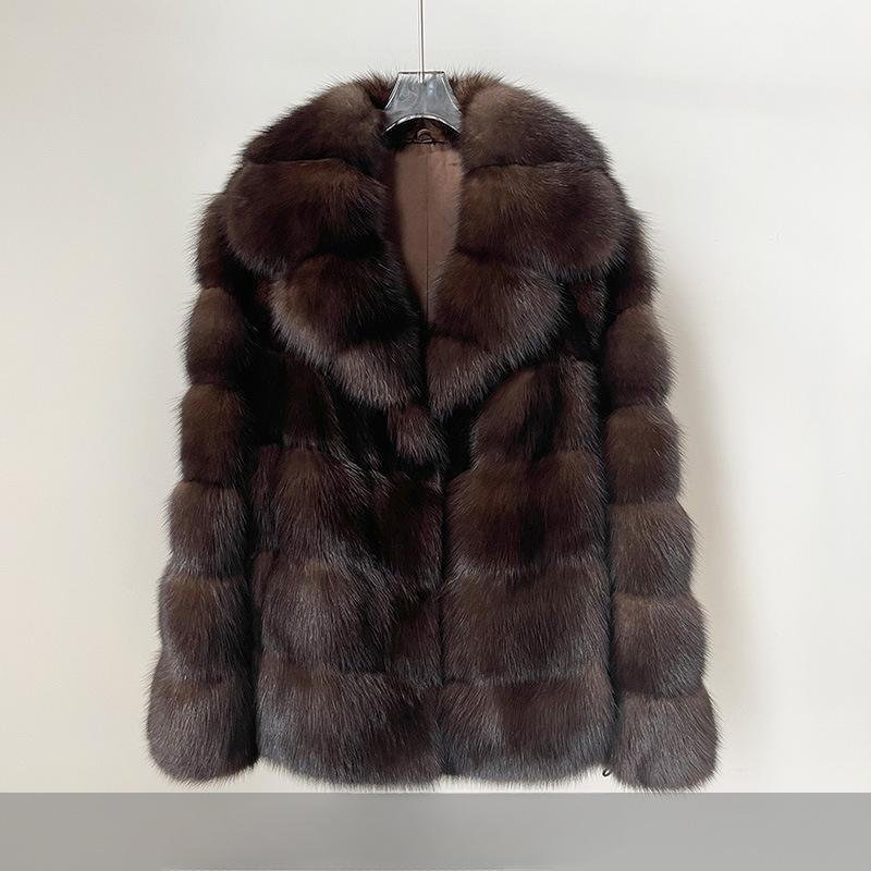 Соболь Высококачественная ретро норковая шуба Текстура Осень и Зима Утолщенная Теплая Модная Искусственная Меховая Куртка