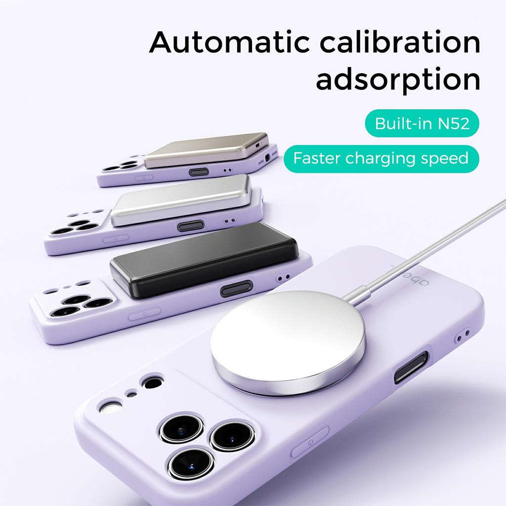 ABEEL For iPhone 17 Pro Max Magnetic Case Kickstand Skin Touch Liquid Silicone Phone Cover