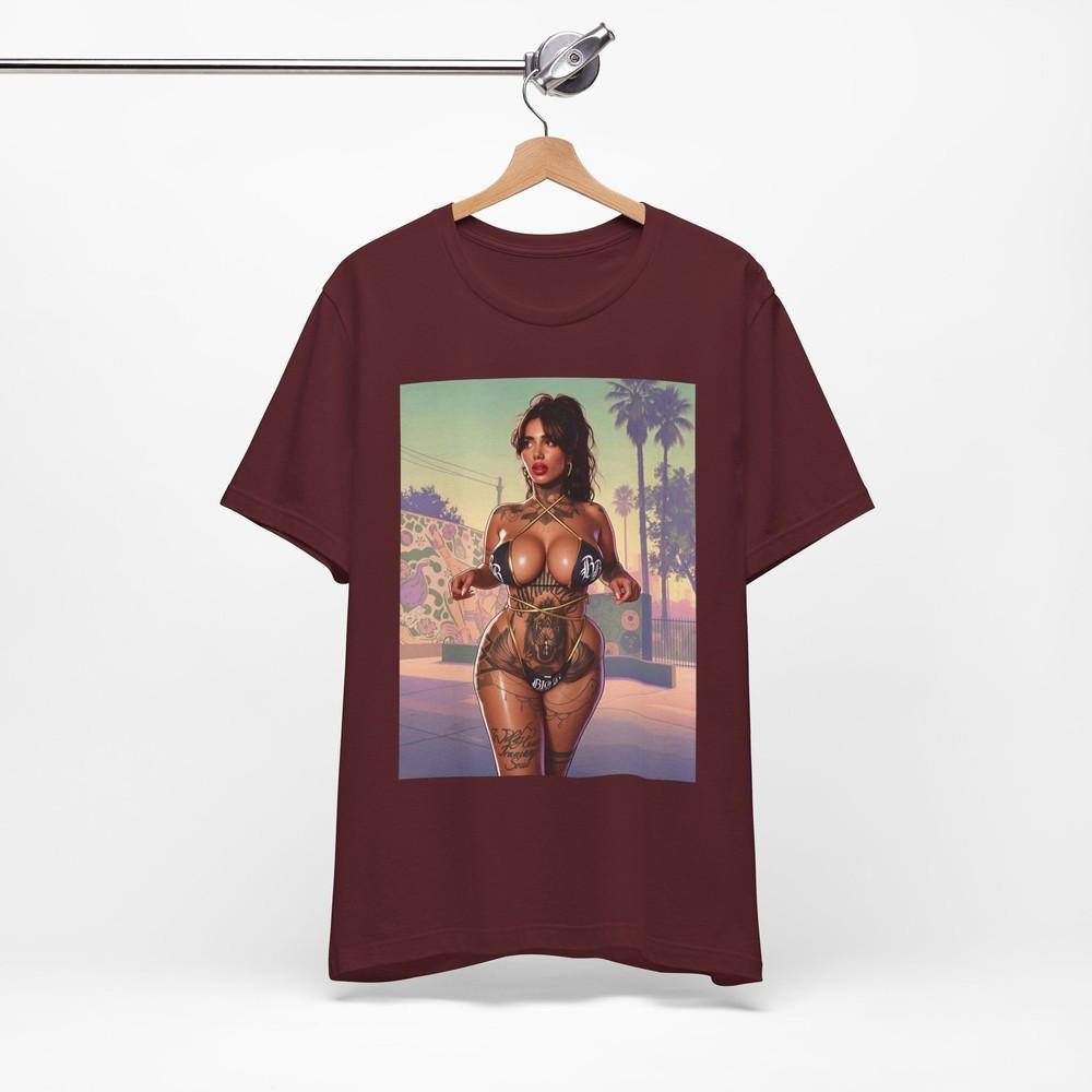 Tyra Ride Bikini Pinup T-Shirt | GTA 6 Graphic Streetwear Print Tee