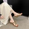 Fashion Women's Shoes Gold Sexy Designer Wedding Elegant Shoes Sandals for Women Stiletto High Medium Heel Open Toe Fashion Party Shoes