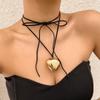 Gift Simple Wax Thread Necklace Heart Pendant Heart Shaped Necklace Neck Jewelry