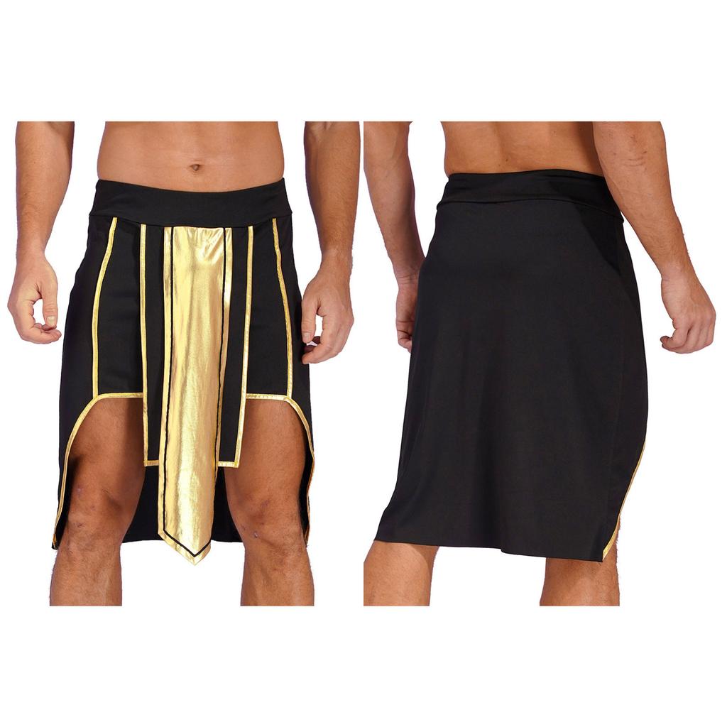 Mens Adult Sexy Greek Rome God Halloween Cosplay Costumes Contrast Color Skirts Theme Party Role Play Costume