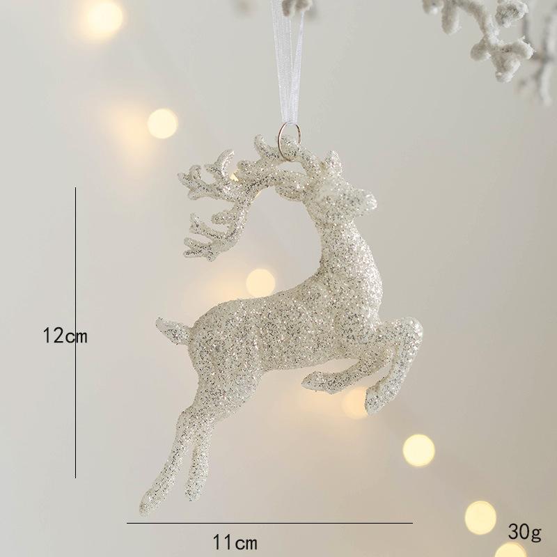 New Christmas Tree Decorations Pendant Xmas Tree White Elk Snowflake Ornaments Home Hanging Decoration 2025 New Year Party Decor