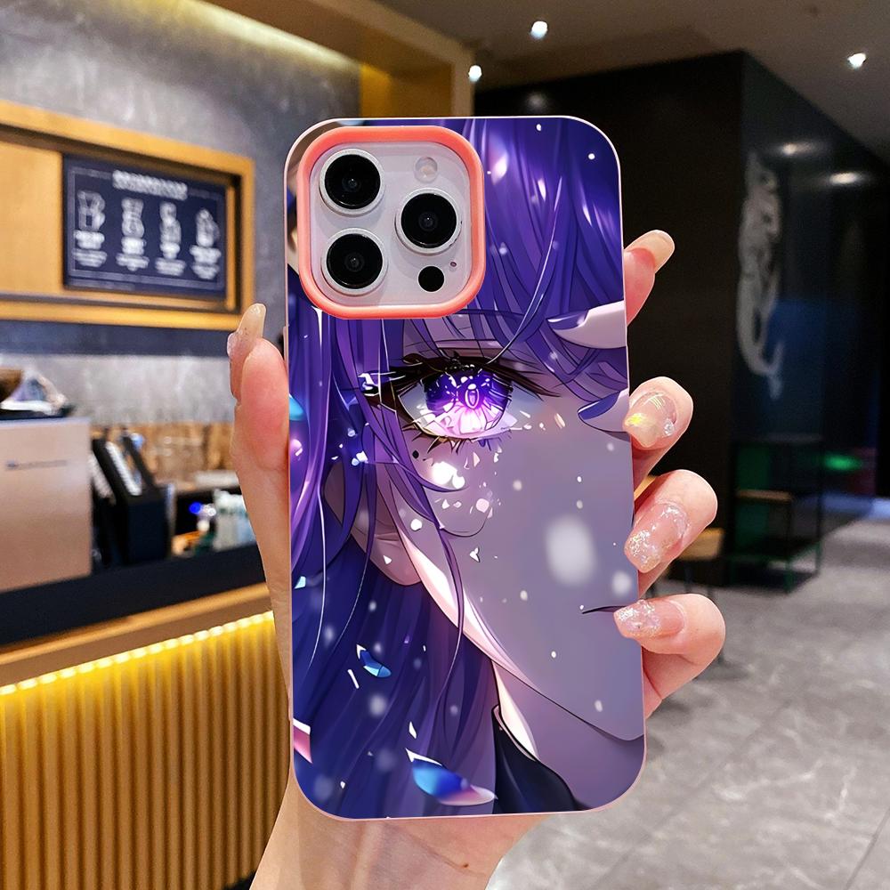 Игровой чехол GI Raiden Shogun Jelly Двухслойный Розовый для мобильного телефона iPhone 17 16 15 14 13 12 11 Air Pro Max Plus Защитный