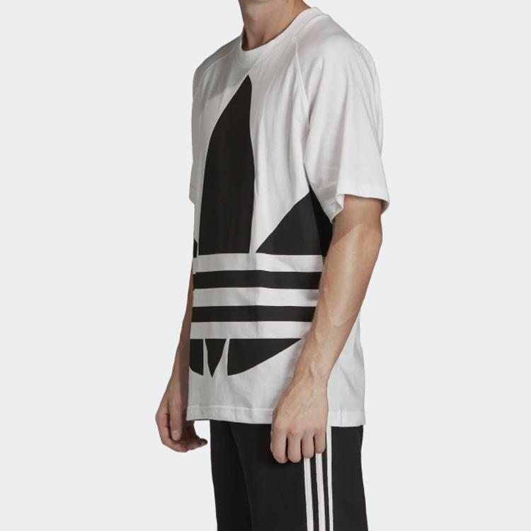 Adidas Свободная футболка Originals с большим трилистником и большим логотипом, белые топы FM9903