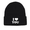 White "I LOVE YOU" Warm Knitted Cap Beanie, Valentine's Day Skull Cap Lightweight Candy Color Simple Headwear Knit Hat Beanie