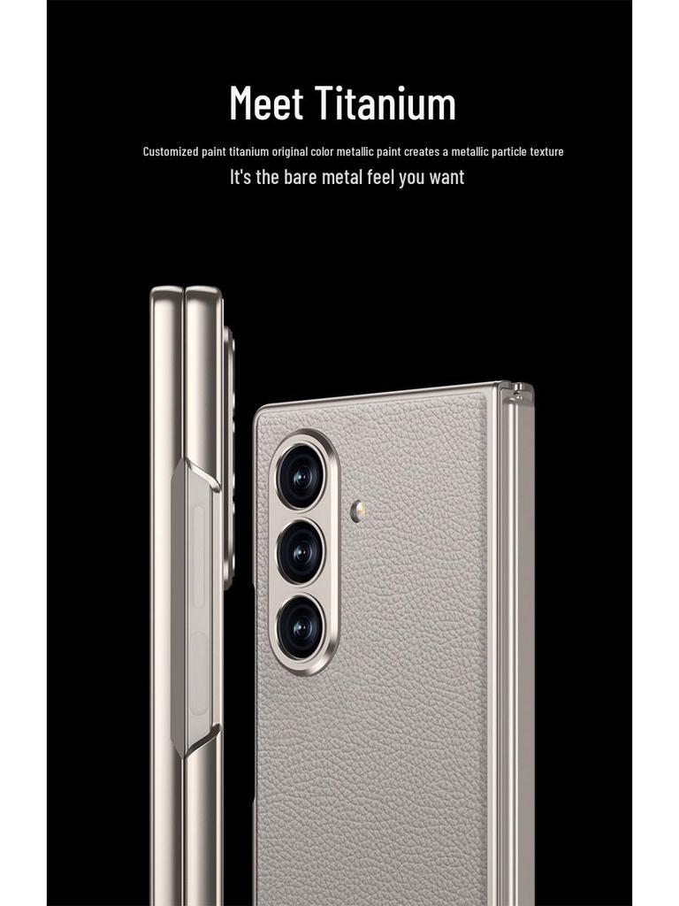 Ультратонкий кожаный чехол для Samsung Z Fold7 - Металлическая краска, Однотонный, Интегрированная конструкция корпуса