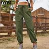 Women's Fashion Casual Solid Color Print High Waist Trousers Pants & Capris