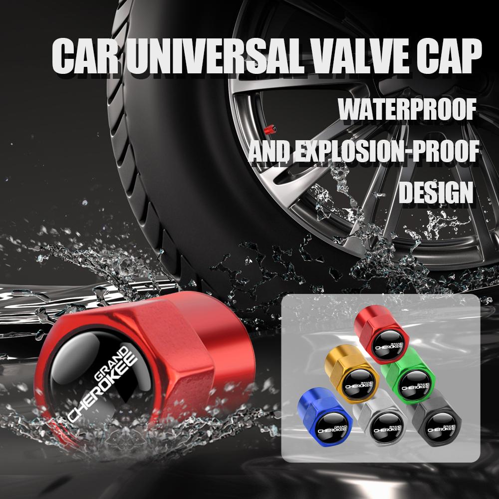 4Pcs Car Tyre Valve Caps Wheel Tires Air Stem Protective Cover For Jeep Grand Cherokee Wrangler JK Gladiator Compass Accessories ANO1