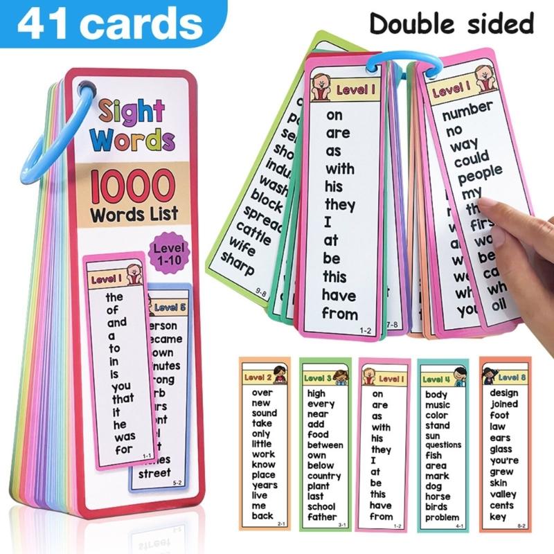 Language Flashcards Sight Words Flash Cards Learning Tool High Frequency Word Educational Toy for Reading Fluency