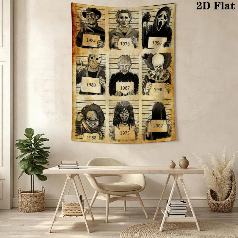 Horror Movie Characters Tapestry Tapestry Wallmounted Fashion Print Background Cloth Wall Covering Decoration Christmas Gift