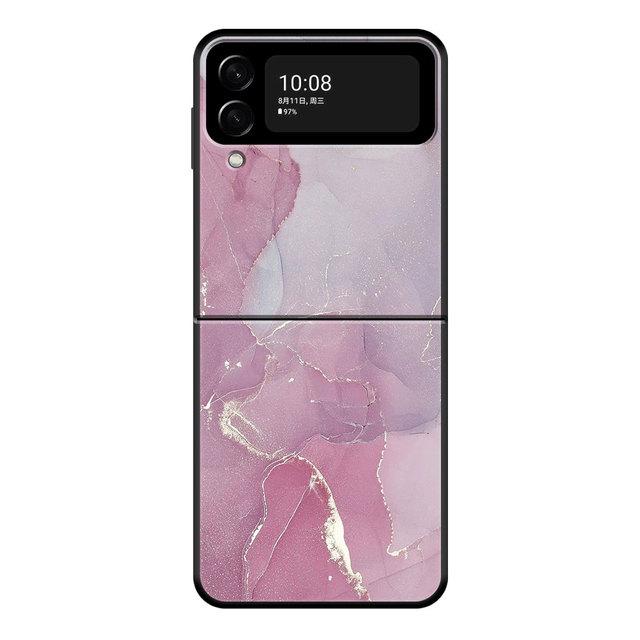 Для Samsung Zflip3 Z Flip3 5g Zflip Flip Черный ПК Смартфон Чехол Розовое Золото Мрамор Арт Мода Жесткий