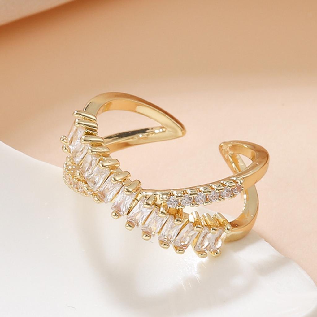 Кольцо-крест, регулируемое кольцо с цирконами и бриллиантами, модное универсальное кольцо для указательного пальца.