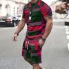 Line Splicing 3D Print T-Shirts Shorts Sets Men's Tracksuits Summer Oversized Short Sleeve T Shirt Pants Set Man Suits Clothing