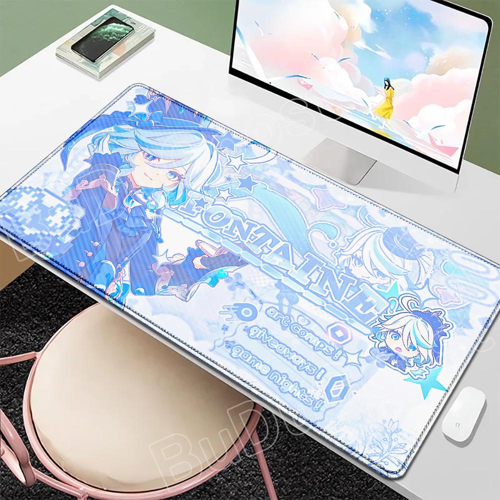 Новые обои Игрок Genshin Furina Коврик для мыши Аниме Игровой коврик для мыши HD Печать Настольные коврики Резиновый настольный коврик XXL Коврики для стола