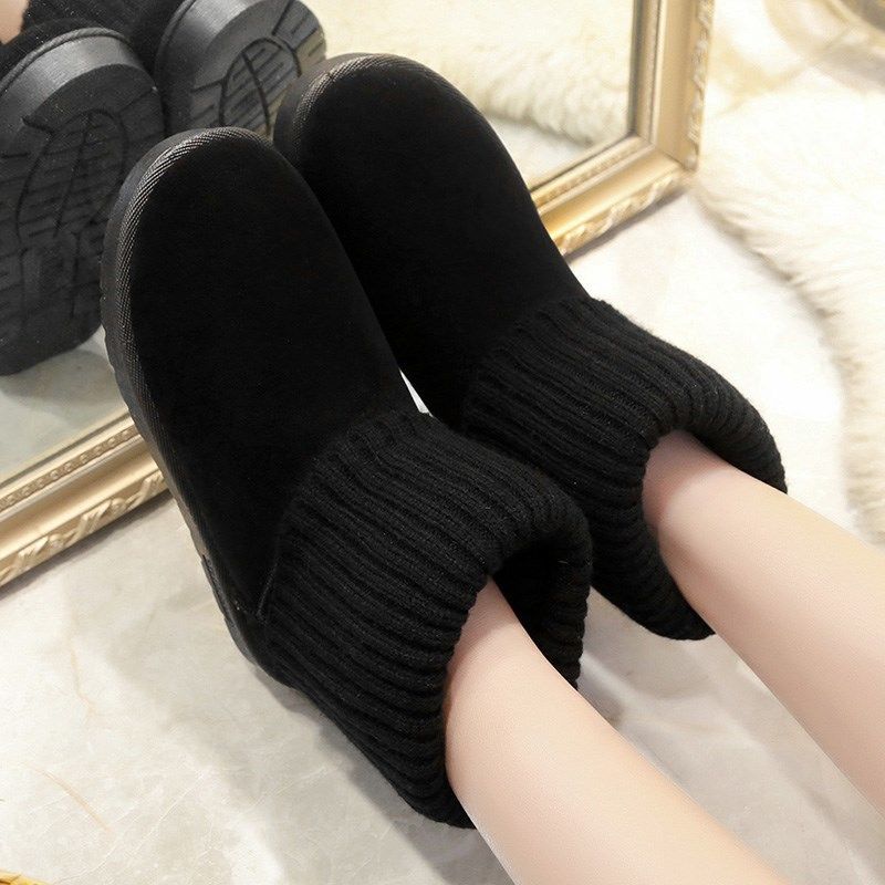 Женские зимние ботинки с толстой подошвой, нескользящие, новые зимние теплые ботинки 2025 года, с одной педалью, с набивкой и утолщенным хлопком