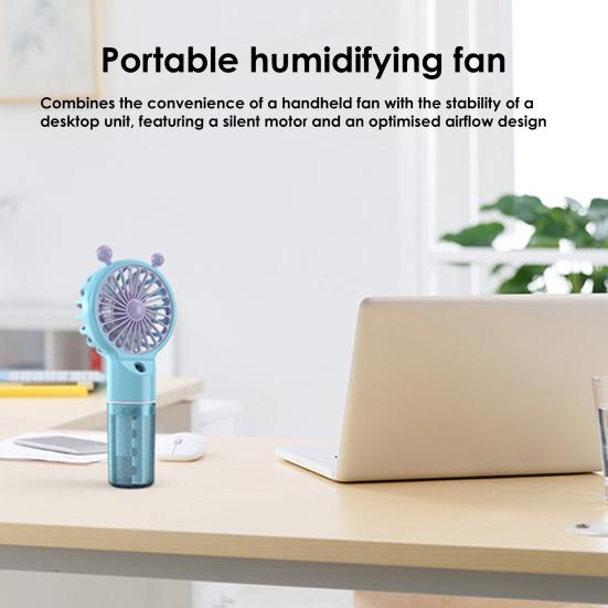 Spray Fan Cartoon Snail Design Silent Motor Mini Handheld Tabletop Fan with Water Mist Cooling USB Rechargeable Handheld Fan