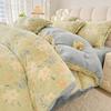 Cartoon Milk Velvet Four Piece Set Winter Three Piece Bedding Set with Velvet Children's Warm Thermal Storage Plush Quilt Cover