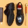 Туфли из лакированной глянцевой кожи на шнуровке Мужские кожаные туфли-дерби в британском деловом стиле с острым носком