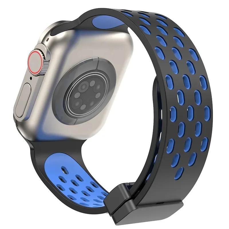 Магнитный силиконовый ремешок для Apple Watch Band Ultra 3 2 49мм 45мм 41мм Браслет для iWatch Series 11 10 9 8 7 6 SE 5 4 3 38мм 46мм 42мм 44мм