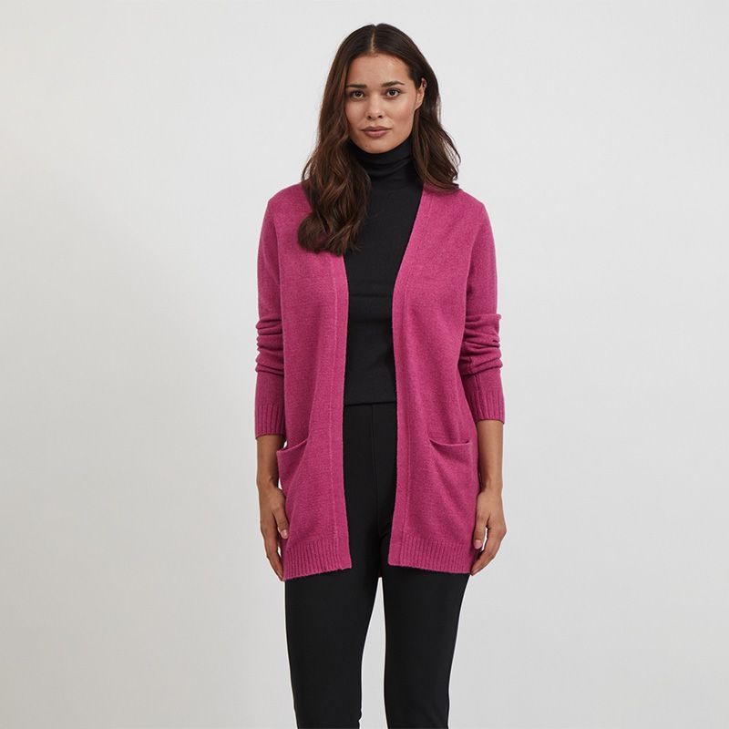 Кардиган средней длины с карманами тонкой вязки Женский VILA