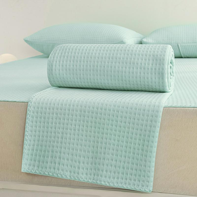High-End Waffle Plaid Ice Silk Summer Blanket For Bed Double Side Cool Feel Silk Air Conditioning Quilt Cooling Duvet Comforter