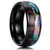Fashion 8mm Silver Color Brushed Men 'S Stainless Steel Ring Colorful Abalone Shell Inlay Men 'S Ring Wedding Band Jewelry Gifts