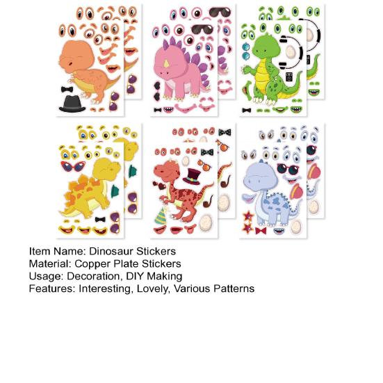 12 шт. детский набор, свой собственный стикер с динозавром, мультяшная игрушка-макияж, сделай сам, образовательная школьная награда