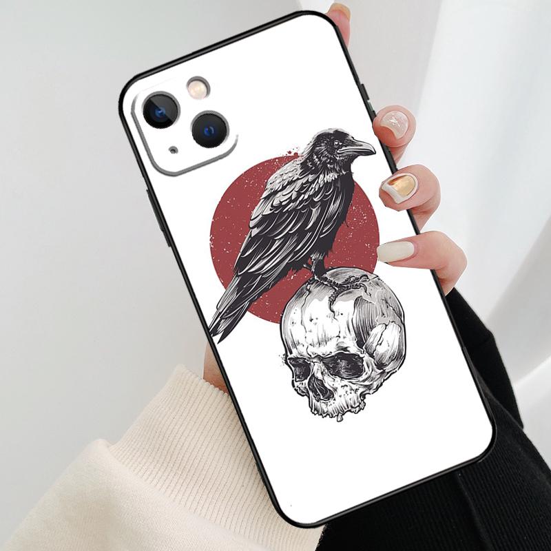Чехол для телефона с изображением ворона, вороны, темного черепа для iPhone 17 Pro Max 16 15 14 11 12 13 Pro Max mini 15 16 Plus 16e 17 Air Cover