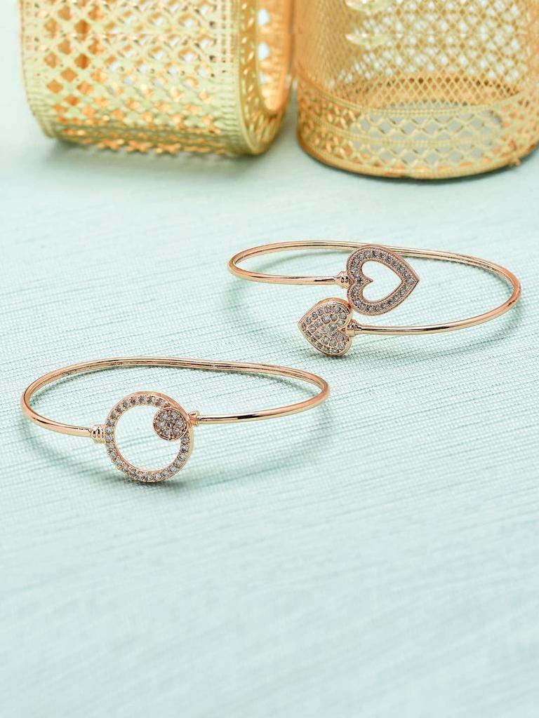 Комбо из 2 браслетов-када из латуни цвета розового золота с кубическим цирконием для женщин